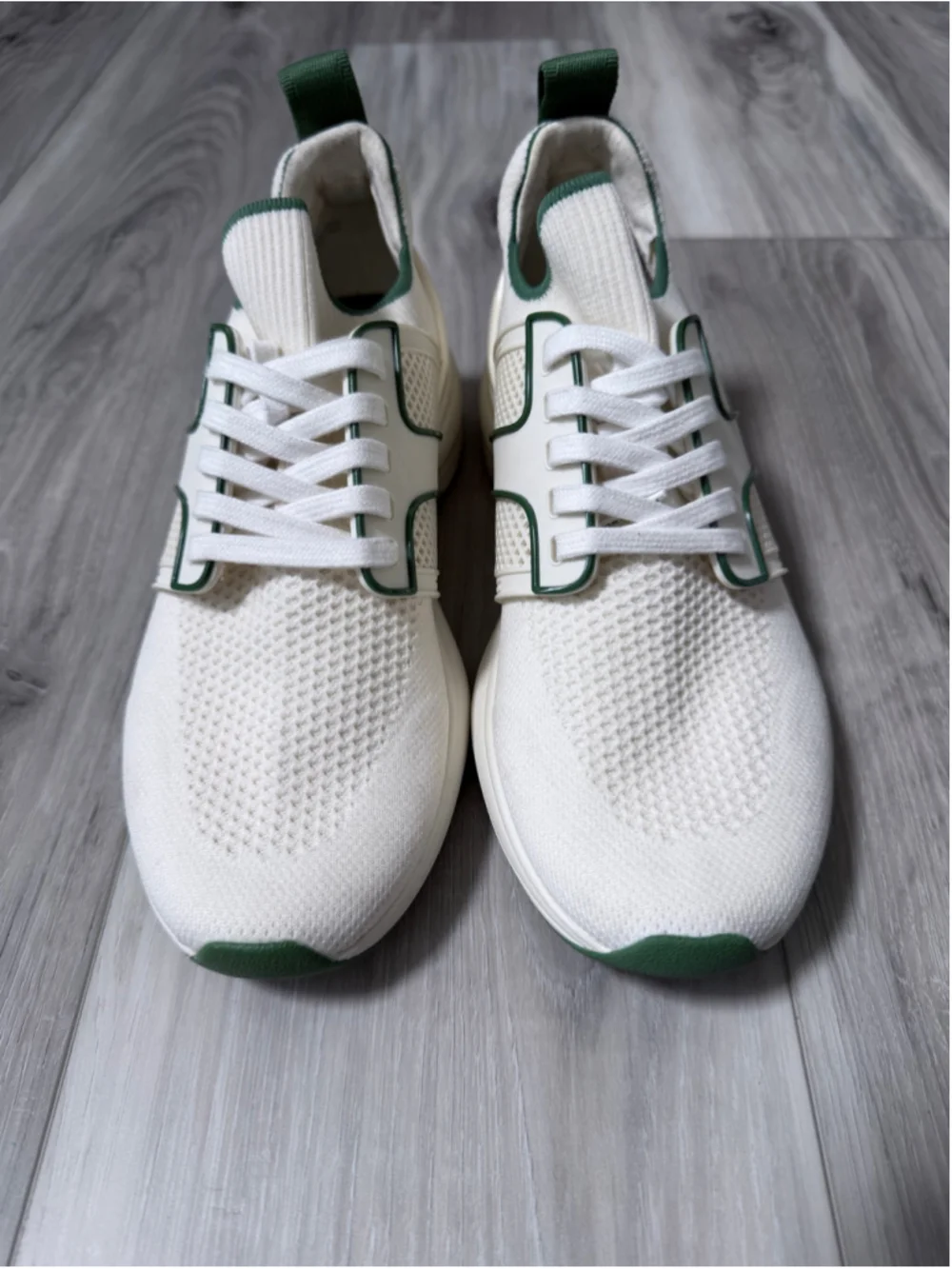 Tory Burch Good Luck Trainer Sneakers Womens 8.5 White Green Knit Athletic Shoes